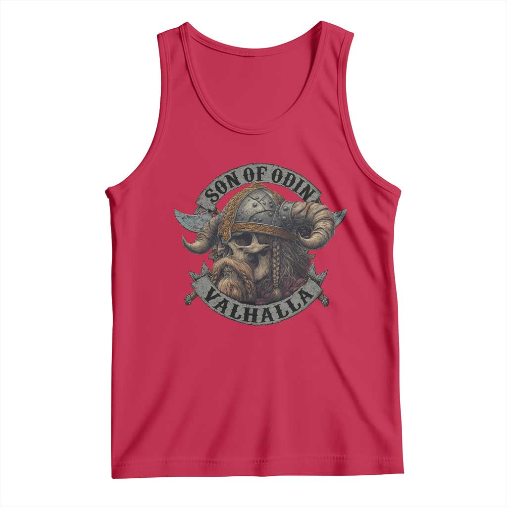 Son Of Odin Valhalla Tank Top Nordic Norse Viking Warrior Skull TS11 Red Print Your Wear