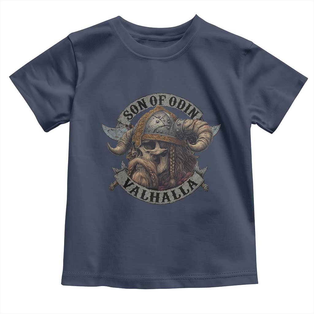 Son Of Odin Valhalla Toddler T Shirt Nordic Norse Viking Warrior Skull TS11 Navy Print Your Wear
