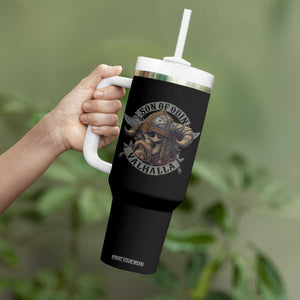 Son Of Odin Valhalla Tumbler With Handle Nordic Norse Viking Warrior Skull TS11 Print Your Wear