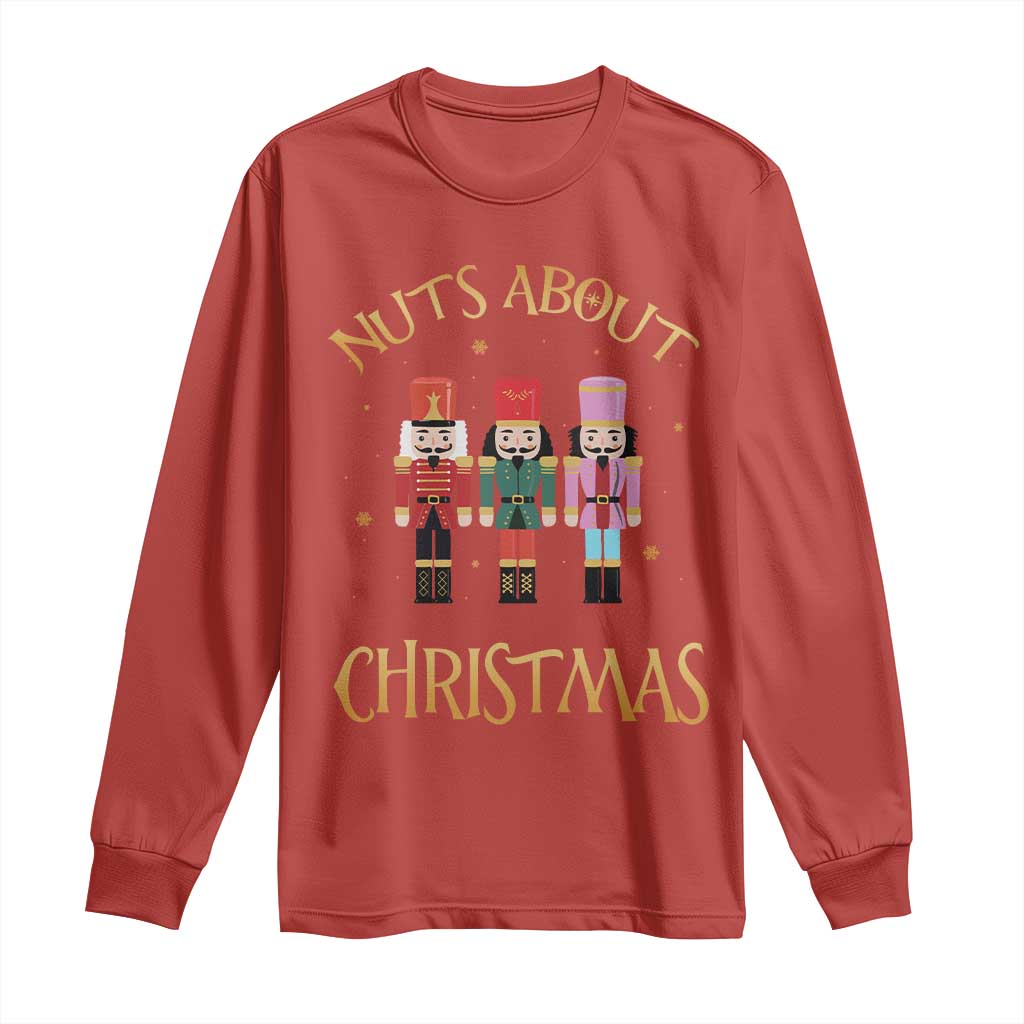 Funny Xmas Nutcracker Long Sleeve Shirt Nuts About Christmas Snowflake TS11 Red Print Your Wear