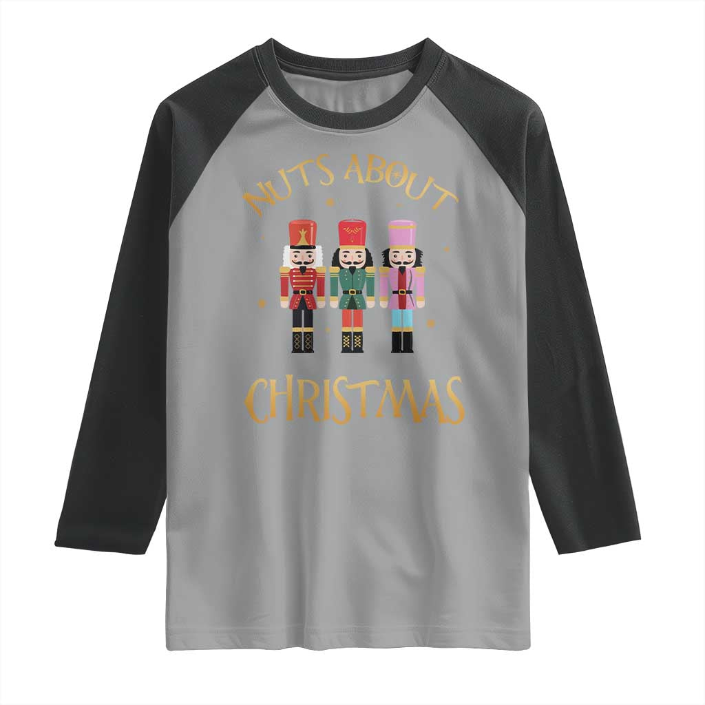 Funny Xmas Nutcracker Raglan Shirt Nuts About Christmas Snowflake TS11 Sport Gray Black Print Your Wear