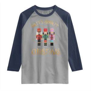Funny Xmas Nutcracker Raglan Shirt Nuts About Christmas Snowflake TS11 Sport Gray Navy Print Your Wear