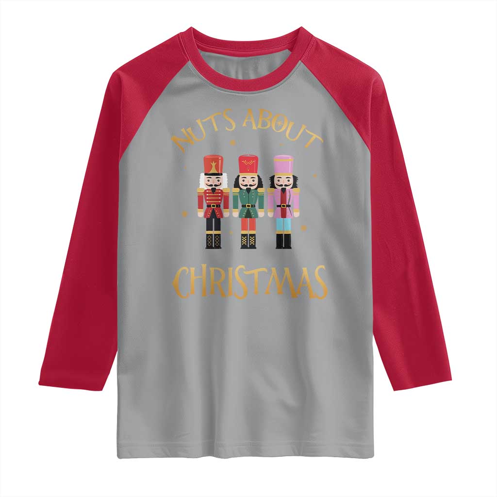 Funny Xmas Nutcracker Raglan Shirt Nuts About Christmas Snowflake TS11 Sport Gray Red Print Your Wear