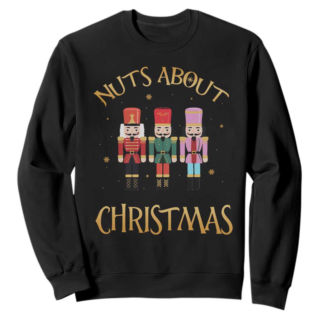 Funny Xmas Nutcracker Sweatshirt Nuts About Christmas Snowflake TS11 Black Print Your Wear