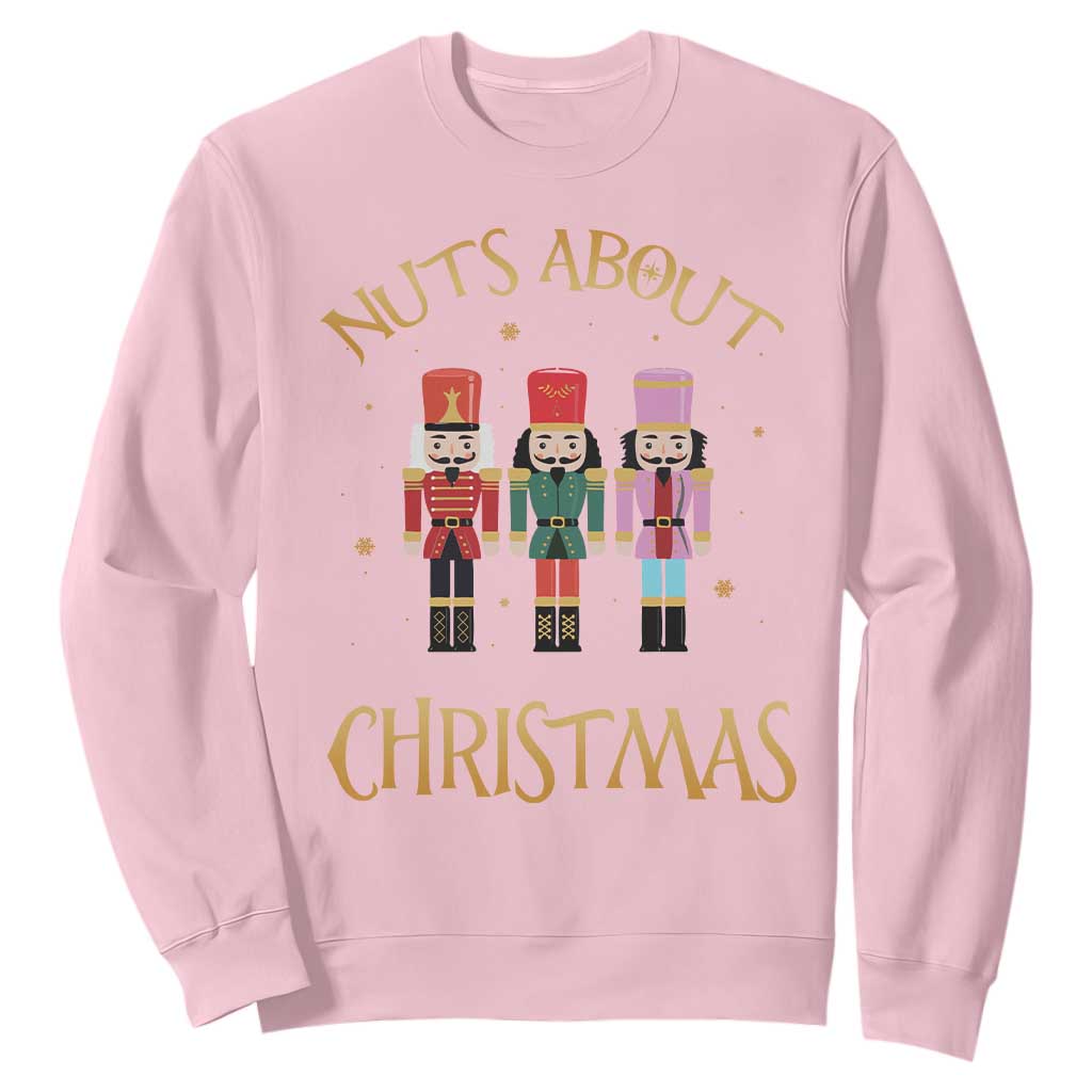 Funny Xmas Nutcracker Sweatshirt Nuts About Christmas Snowflake TS11 Light Pink Print Your Wear