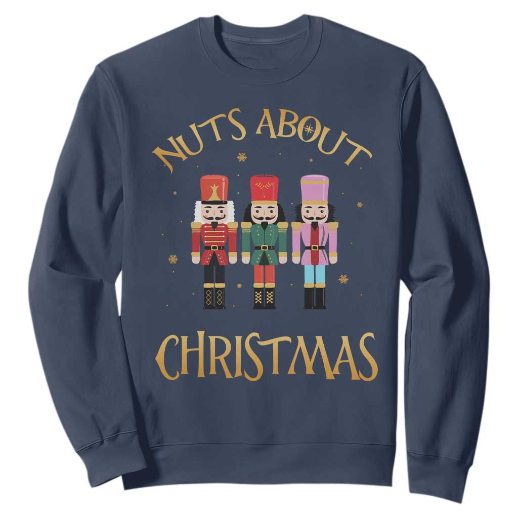 Funny Xmas Nutcracker Sweatshirt Nuts About Christmas Snowflake TS11 Navy Print Your Wear
