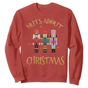 Funny Xmas Nutcracker Sweatshirt Nuts About Christmas Snowflake TS11 Red Print Your Wear