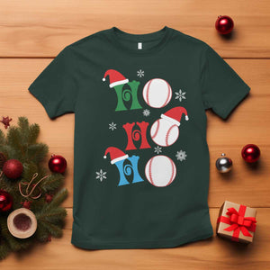 Funny Christmas Baseball T Shirt Triple Ho Sport Santa Hat TS11 Dark Forest Green Print Your Wear