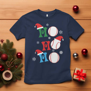 Funny Christmas Baseball T Shirt Triple Ho Sport Santa Hat TS11 Navy Print Your Wear