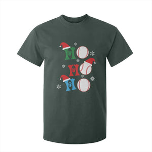 Funny Christmas Baseball T Shirt For Kid Triple Ho Sport Santa Hat TS11 Dark Forest Green Print Your Wear