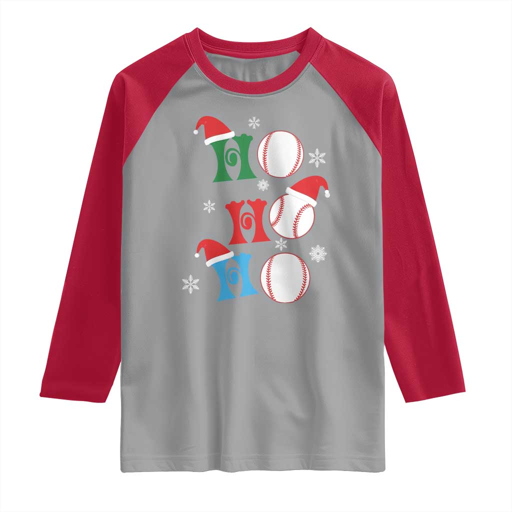 Funny Christmas Baseball Raglan Shirt Triple Ho Sport Santa Hat TS11 Sport Gray Red Print Your Wear