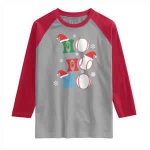 Funny Christmas Baseball Raglan Shirt Triple Ho Sport Santa Hat TS11 Sport Gray Red Print Your Wear