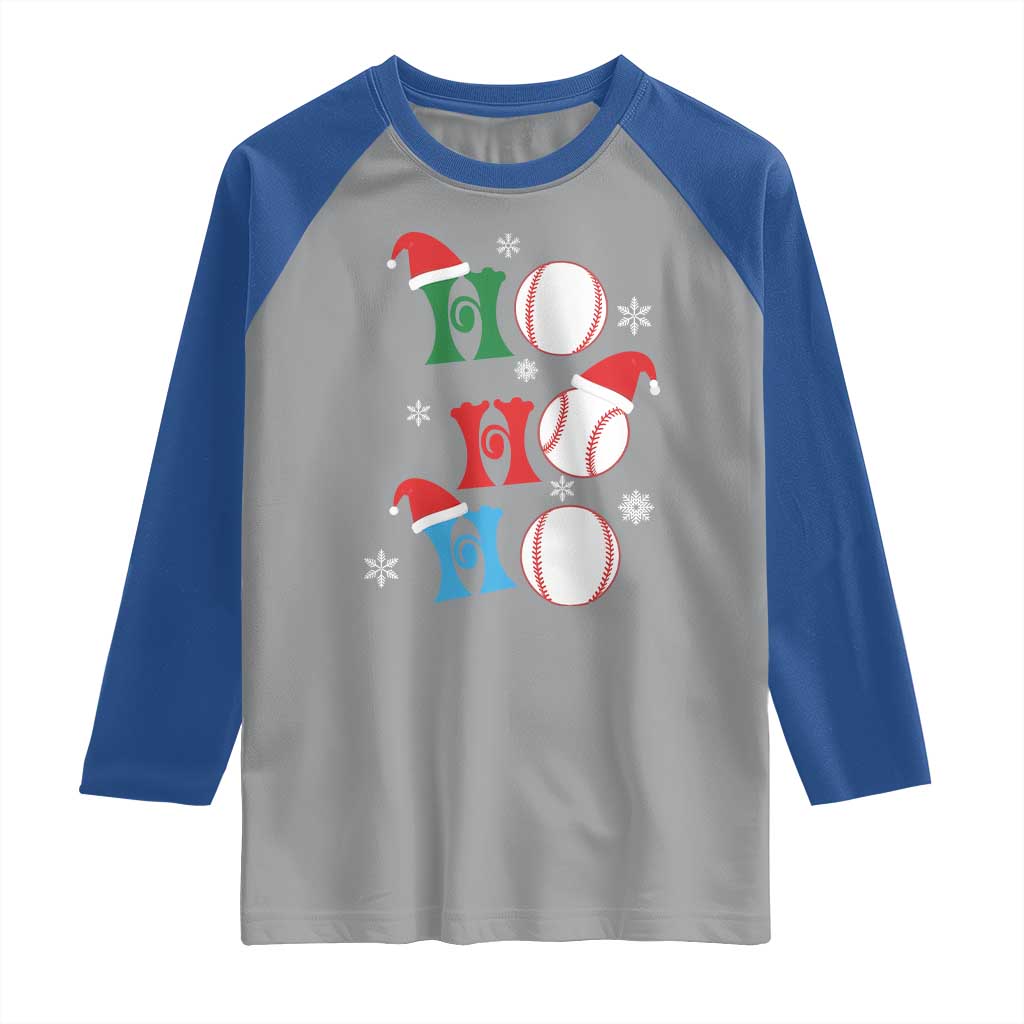 Funny Christmas Baseball Raglan Shirt Triple Ho Sport Santa Hat TS11 Sport Gray Royal Print Your Wear