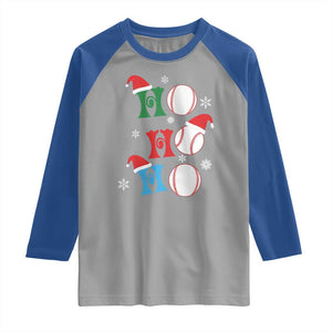 Funny Christmas Baseball Raglan Shirt Triple Ho Sport Santa Hat TS11 Sport Gray Royal Print Your Wear