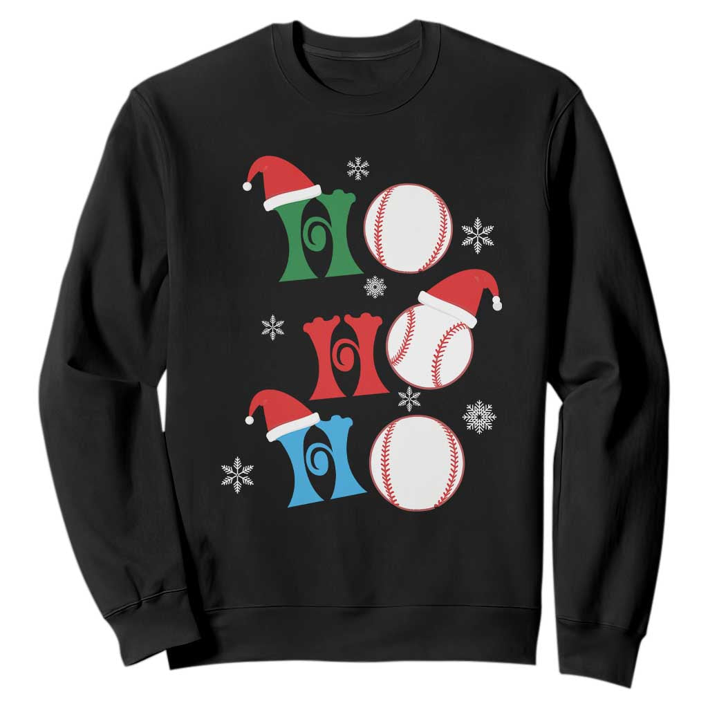 Funny Christmas Baseball Sweatshirt Triple Ho Sport Santa Hat TS11 Black Print Your Wear