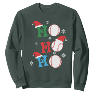 Funny Christmas Baseball Sweatshirt Triple Ho Sport Santa Hat TS11 Dark Forest Green Print Your Wear