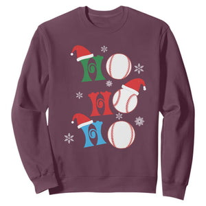 Funny Christmas Baseball Sweatshirt Triple Ho Sport Santa Hat TS11 Maroon Print Your Wear