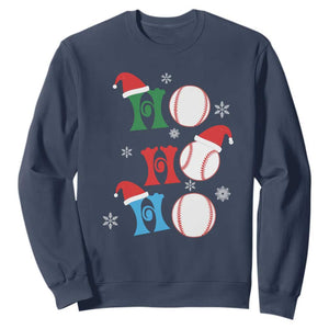 Funny Christmas Baseball Sweatshirt Triple Ho Sport Santa Hat TS11 Navy Print Your Wear