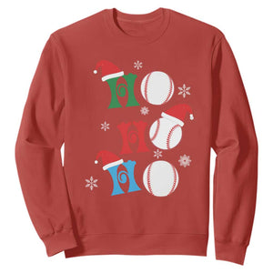 Funny Christmas Baseball Sweatshirt Triple Ho Sport Santa Hat TS11 Red Print Your Wear