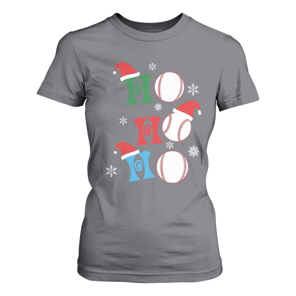 Funny Christmas Baseball T Shirt For Women Triple Ho Sport Santa Hat TS11 Charcoal Print Your Wear