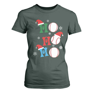 Funny Christmas Baseball T Shirt For Women Triple Ho Sport Santa Hat TS11 Dark Forest Green Print Your Wear