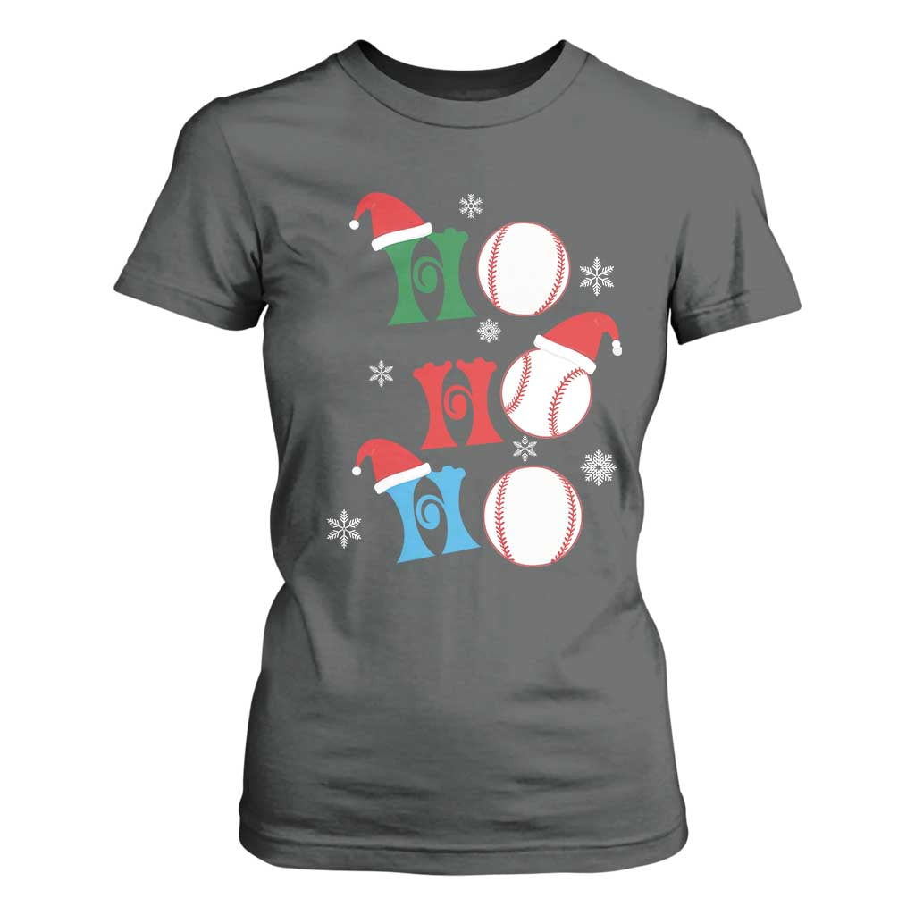 Funny Christmas Baseball T Shirt For Women Triple Ho Sport Santa Hat TS11 Dark Heather Print Your Wear