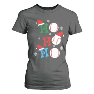 Funny Christmas Baseball T Shirt For Women Triple Ho Sport Santa Hat TS11 Dark Heather Print Your Wear