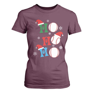 Funny Christmas Baseball T Shirt For Women Triple Ho Sport Santa Hat TS11 Maroon Print Your Wear