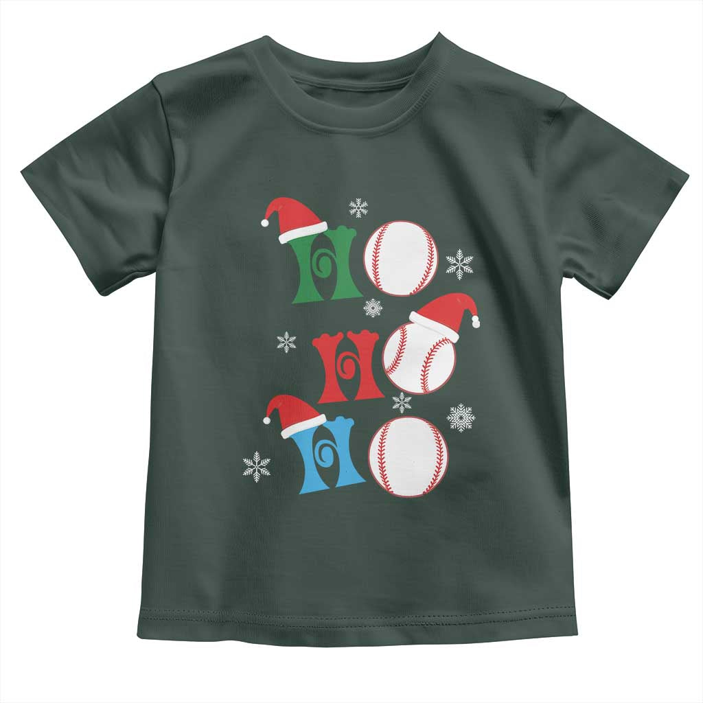 Funny Christmas Baseball Toddler T Shirt Triple Ho Sport Santa Hat TS11 Dark Forest Green Print Your Wear