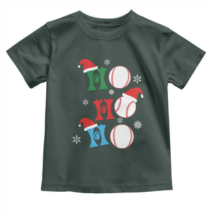 Funny Christmas Baseball Toddler T Shirt Triple Ho Sport Santa Hat TS11 Dark Forest Green Print Your Wear