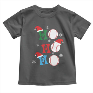Funny Christmas Baseball Toddler T Shirt Triple Ho Sport Santa Hat TS11 Dark Heather Print Your Wear