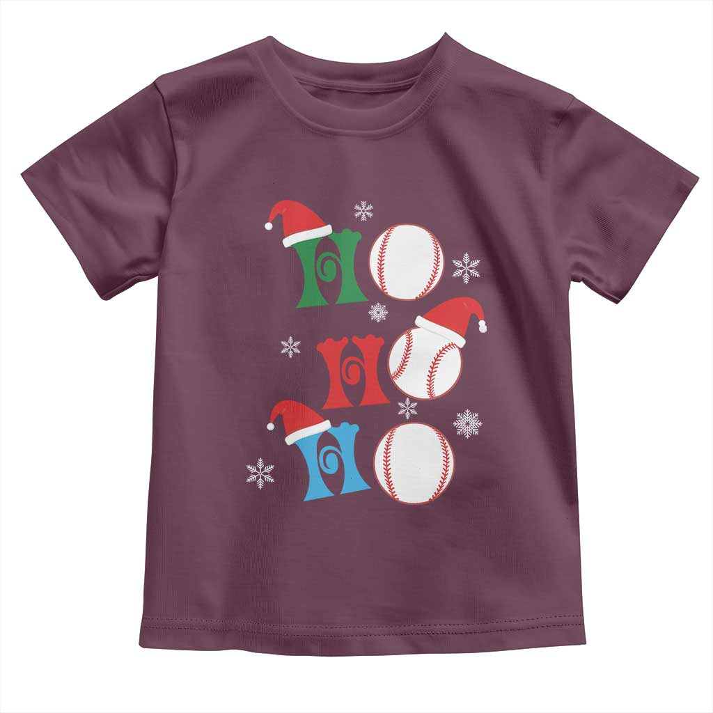 Funny Christmas Baseball Toddler T Shirt Triple Ho Sport Santa Hat TS11 Maroon Print Your Wear