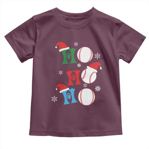 Funny Christmas Baseball Toddler T Shirt Triple Ho Sport Santa Hat TS11 Maroon Print Your Wear