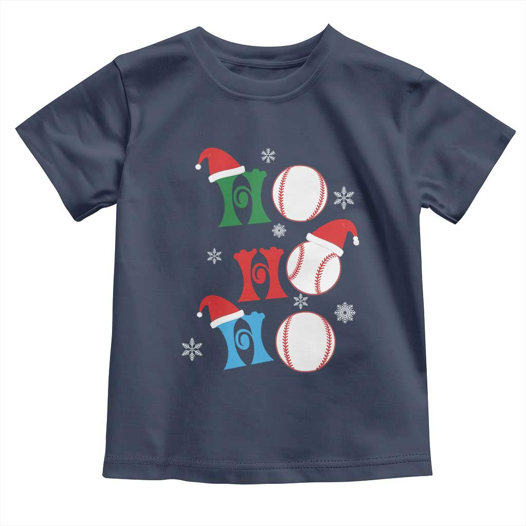 Funny Christmas Baseball Toddler T Shirt Triple Ho Sport Santa Hat TS11 Navy Print Your Wear
