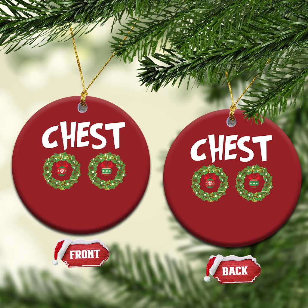 Funny Xmas Couple Christmas Ornament Chest Nuts Bauble Xmas Wreath TS11 Circle Red Print Your Wear
