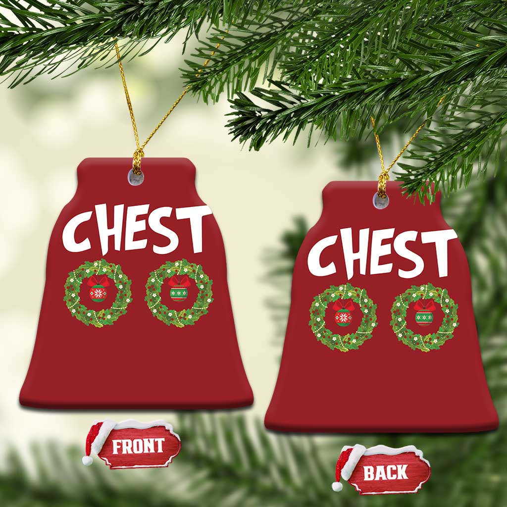 Funny Xmas Couple Christmas Ornament Chest Nuts Bauble Xmas Wreath TS11 Bell Flake Red Print Your Wear