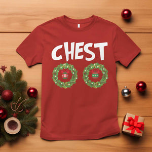 Funny Christmas Couple T Shirt Chest Nuts Bauble Xmas Wreath TS11 Red Print Your Wear