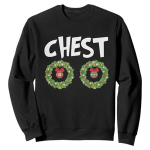 Funny Christmas Couple Sweatshirt Chest Nuts Bauble Xmas Wreath TS11 Black Print Your Wear