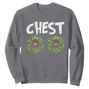 Funny Christmas Couple Sweatshirt Chest Nuts Bauble Xmas Wreath TS11 Charcoal Print Your Wear