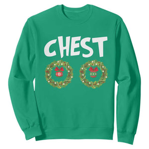 Funny Christmas Couple Sweatshirt Chest Nuts Bauble Xmas Wreath TS11 Irish Green Print Your Wear
