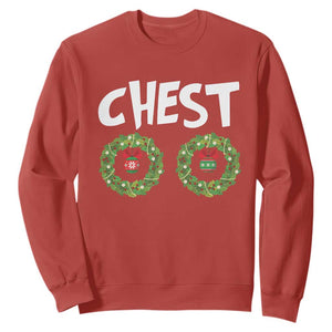 Funny Christmas Couple Sweatshirt Chest Nuts Bauble Xmas Wreath TS11 Red Print Your Wear