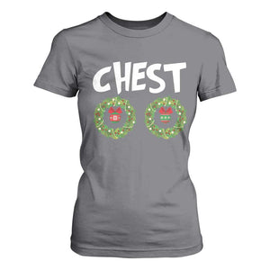 Funny Christmas Couple T Shirt For Women Chest Nuts Bauble Xmas Wreath TS11 Charcoal Print Your Wear