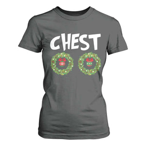 Funny Christmas Couple T Shirt For Women Chest Nuts Bauble Xmas Wreath TS11 Dark Heather Print Your Wear