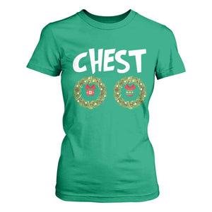 Funny Christmas Couple T Shirt For Women Chest Nuts Bauble Xmas Wreath TS11 Irish Green Print Your Wear