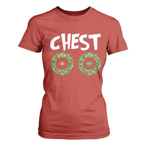 Funny Christmas Couple T Shirt For Women Chest Nuts Bauble Xmas Wreath TS11 Red Print Your Wear