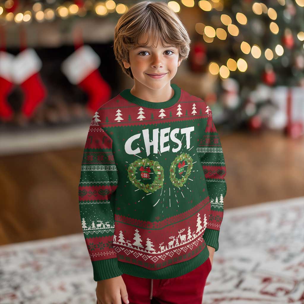 Funny Xmas Couple Ugly Christmas Sweater Chest Nuts Bauble Xmas Wreath TS11 Christmas Print Your Wear