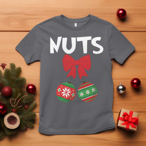Funny Christmas Couple T Shirt Chest Nuts Baubles TS11 Charcoal Print Your Wear