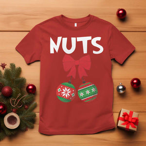 Funny Christmas Couple T Shirt Chest Nuts Baubles TS11 Red Print Your Wear