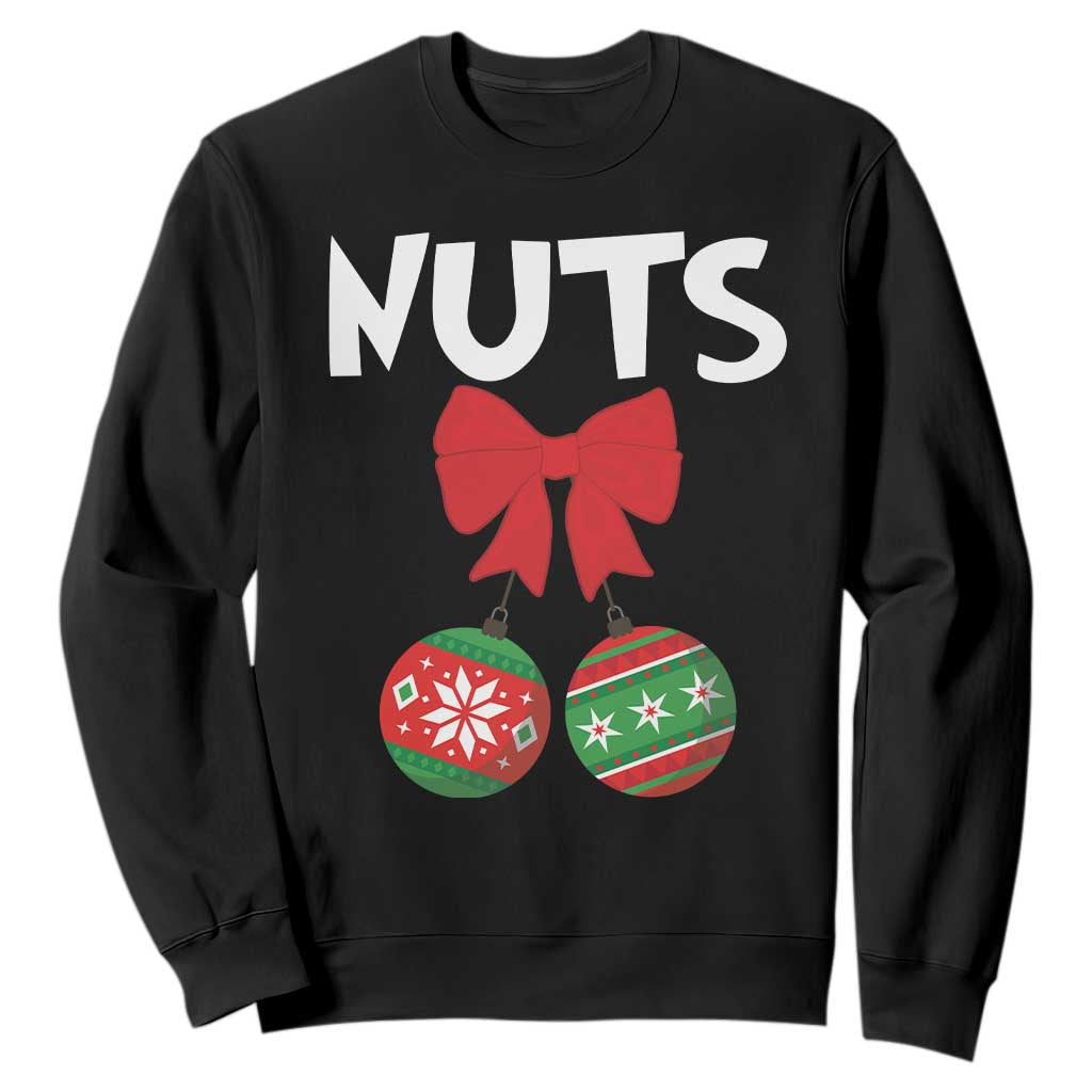 Funny Christmas Couple Sweatshirt Chest Nuts Baubles TS11 Black Print Your Wear