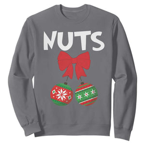 Funny Christmas Couple Sweatshirt Chest Nuts Baubles TS11 Charcoal Print Your Wear